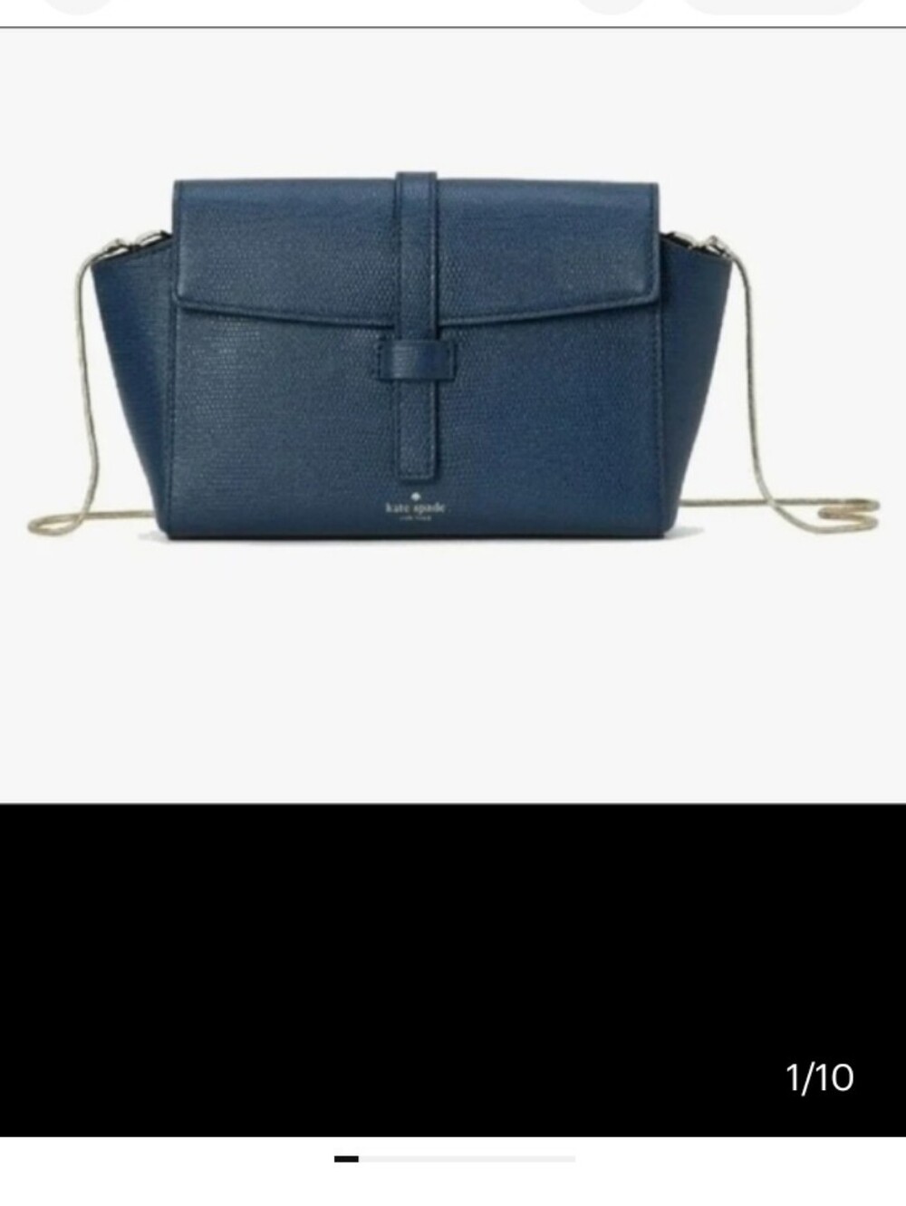 kate spade Navy RiversideLeather Crossbody with Kate Spade Chain Strap